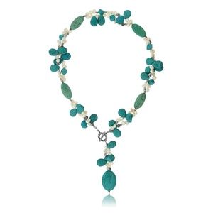 24" Turquoise White Cultured Freshwater Pearls